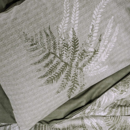 Double Bed Linen Fern Leaves 100% Ranforce Cotton Cotton Box Frond Khaki
