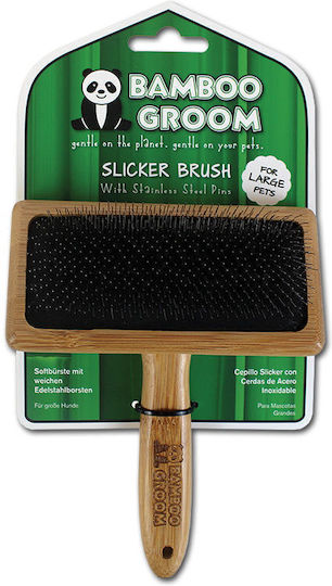 Bamboo Groom Brush Large for Long-Haired Dogs for Coat Grooming Gray