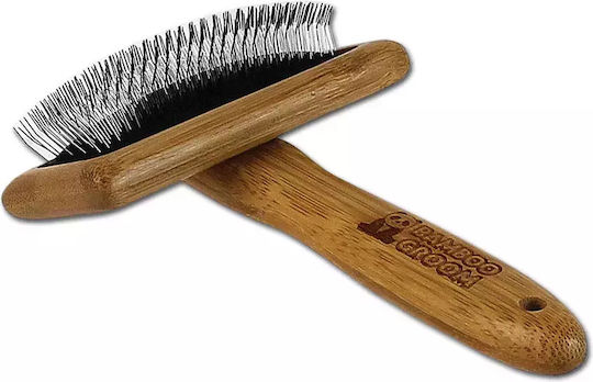 Bamboo Groom Brush Large for Long-Haired Dogs for Coat Grooming Gray