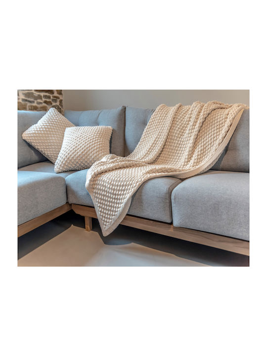 Liolios Home Popcorn Ριχτάρι Πολυθρόνας Πλεκτό 130x180εκ. Sandy Brown 000000002439