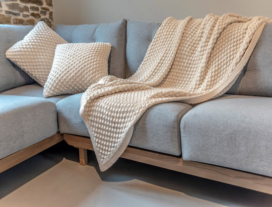 Liolios Home Popcorn Покривка За Фотьойл Плетиво 130x180см Sandy Brown