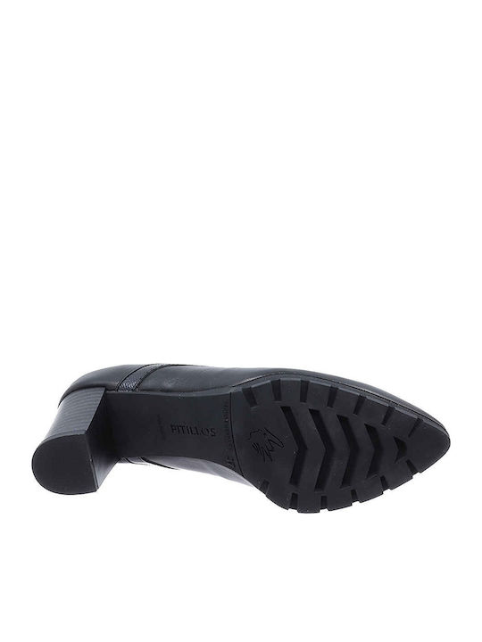 Leder Stiefeletten Damen Schwarz
