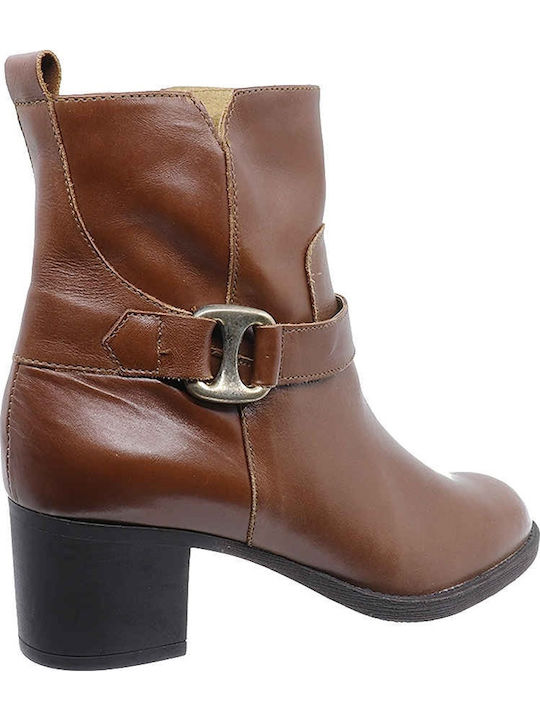 Leder Stiefeletten Damen Tabac Braun
