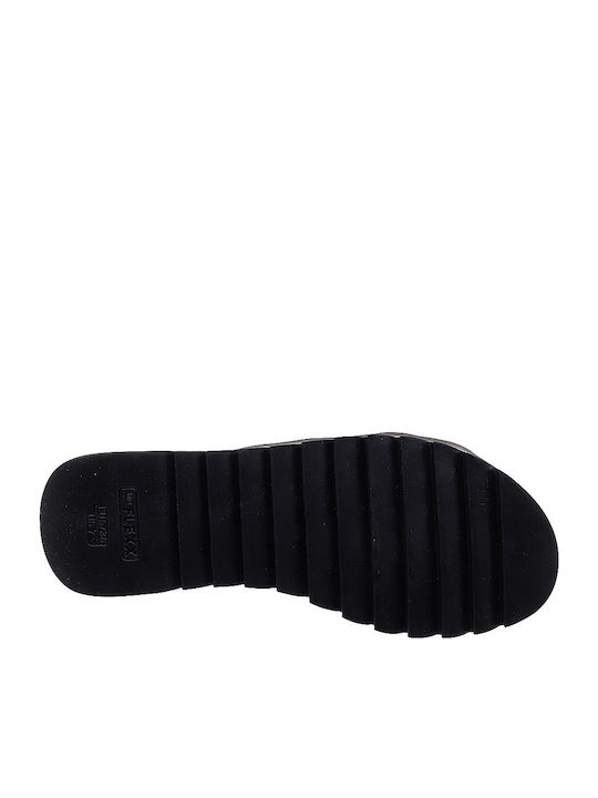 Leder Flache Sandalen für Damen Anatomisch in Schwarz Farbe