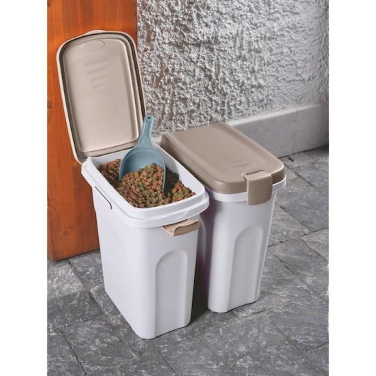 Stefanplast Cibo Plastic Food Storage Container for Dog & Cat 25lt 51cm in White Color