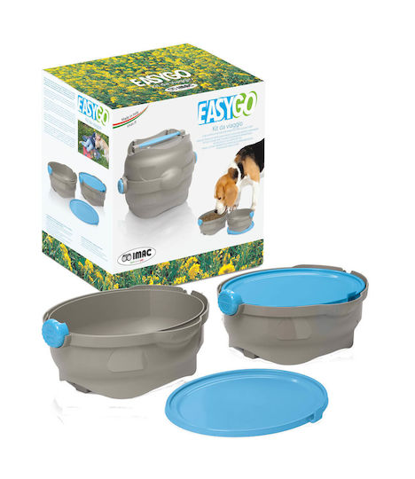 Donald Pet Care Easy Go Kunststoff Schalen Futter & Wasser für Hund & Katze 1.5lt 25cm in Grau Farbe 2Stück