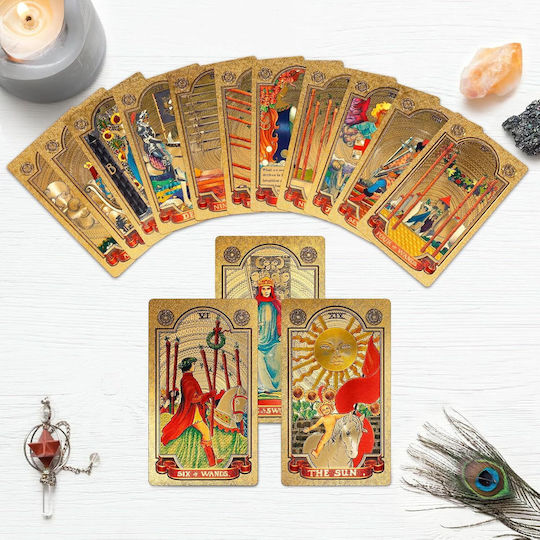 78 Illustrated Golden Tarot Cards Fool Golden Tarot Card Set