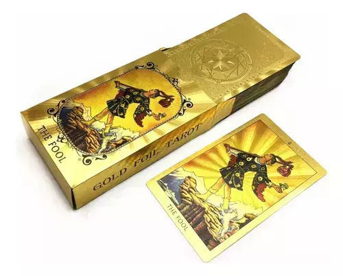 78 Illustrated Golden Tarot Cards Fool Golden Tarot Card Set