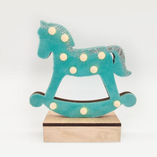 Aca Осветена Коледна Фигура Кон Сиво Височина 17см. Wooden Grey Horse