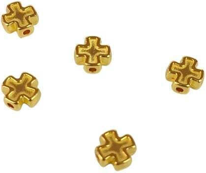 Faitakis Pack Metallic Threaded Motif for Jewelry in Shape Cross 0.7x0.7cm. Set 50pcs Gold