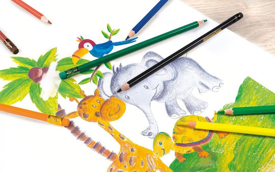 Eberhard Faber Set de creioane colorate 3mm cu radieră 12buc Pachet de 1 ambalaje