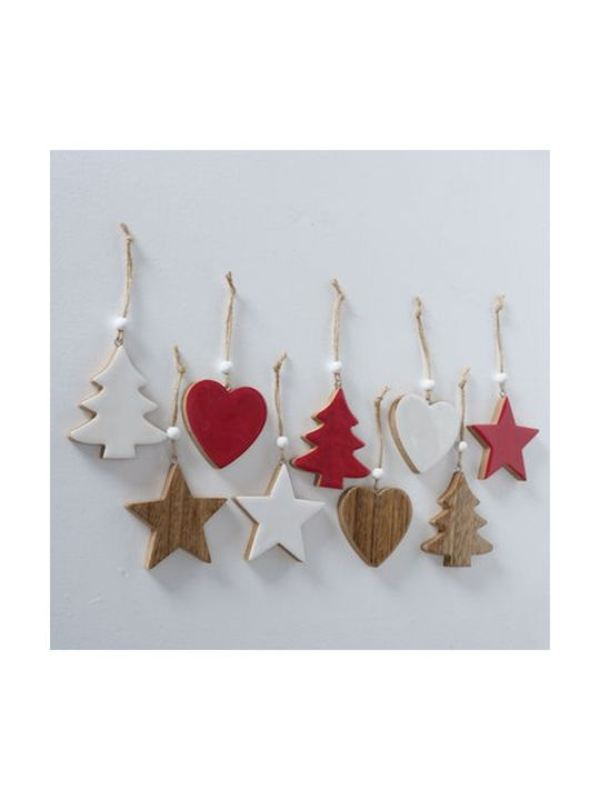 MSA Weihnachtsbaumschmuck Herzformen Holzartig 7cm 3Stücke Verschiedene Designs