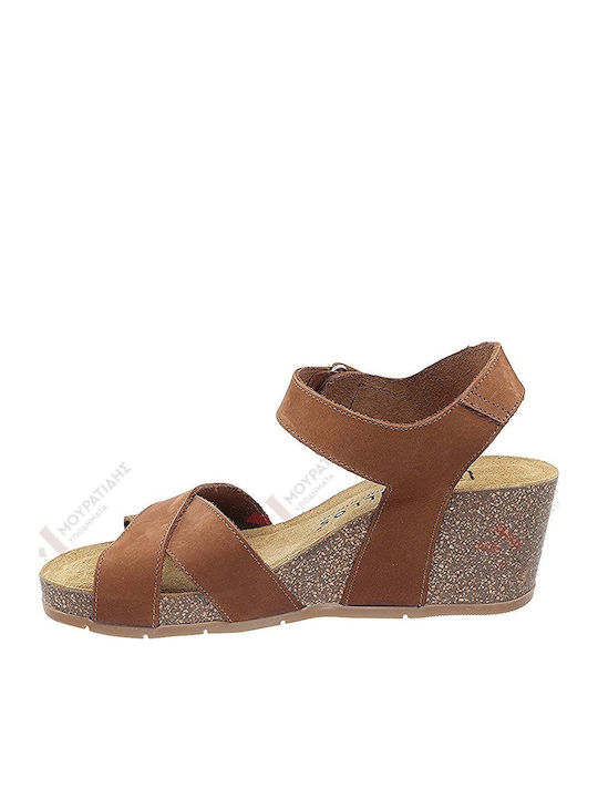 Sandalen Anatomische Damenplattformen Tabac Braun