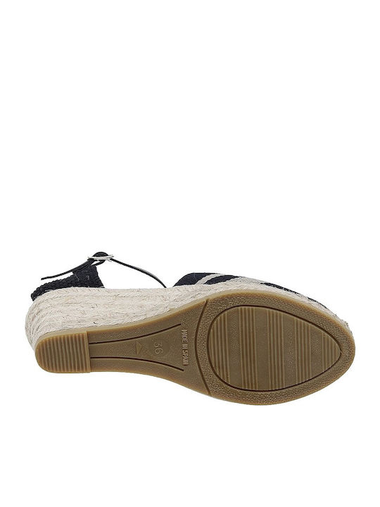 Women's Leather Platform Espadrilles Black