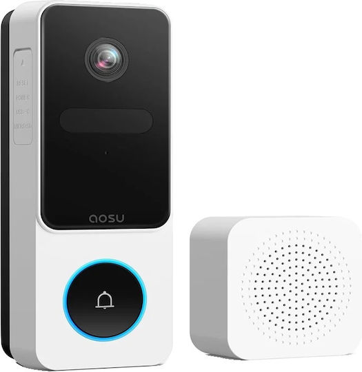 Aosu Video Doorbell 2k Full Hd 170° Ultra Wide Angle White Eu Plug