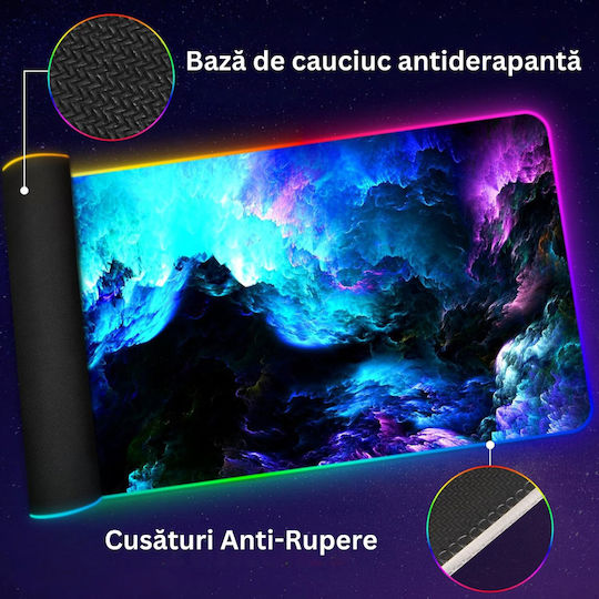 Wave Pattern Gaming Mouse Pad XXL (800mm) με RGB Φωτισμό μέσω USB ED314