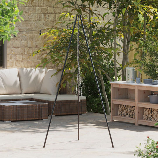Vidaxl Cooking Tripod Over Fire 190 cm Height Steel Black