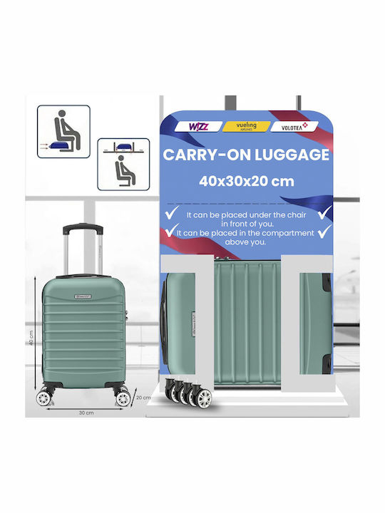 Quasar Line Kabinenreisekoffer Hartschalen Turquoise mit 4 Räder Höhe 40cm