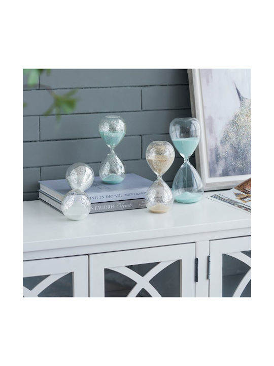 Artekko Decorative Hourglass In Light Blue Color 9x9x25.5cm. Office Hourglass Decoration from Glass 9x9x25.5cm in Light Blue color