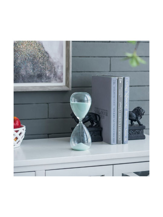 Artekko Decorative Hourglass In Light Blue Color 9x9x25.5cm. Office Hourglass Decoration from Glass 9x9x25.5cm in Light Blue color