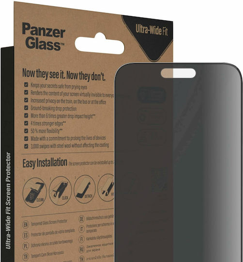 PanzerGlass 0.3мм Поверителност Антибактериален Защитен екран (iPhone 14 Pro Max)