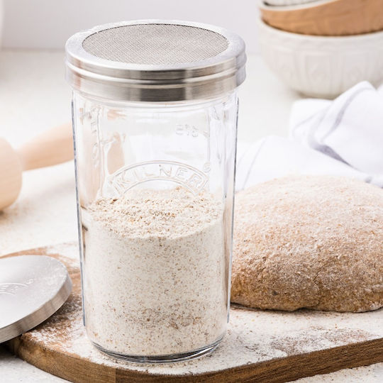 KIlner Βάζο για Ζάχαρη με Καπάκι από Ανοξείδωτο Ατσάλι Διάφανο 500ml