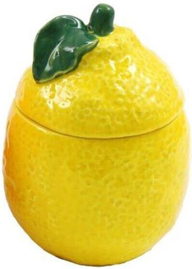 Atmosphera Set 2 Pieces General Use Ceramic Jars with Lid Yellow 11x14cm