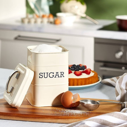 Kitchen Craft Living Nostalgia Sugar Jar with Lid Metallic Beige 11x11x17cm