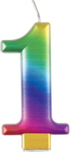 Κερί 1 Μεταλλικό Rainbow 8 Εκ Ύψος