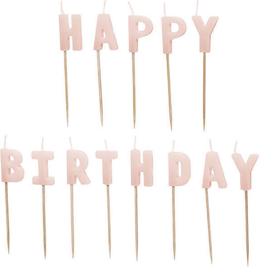 Partydeco Geburtstagskerzen Happy Birthday Pink 2,5 cm