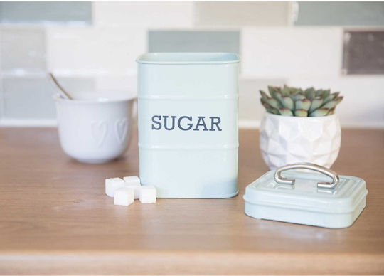 Kitchen Craft Living Nostalgia Sugar Jar with Airtight Lid Metallic Blue 11x11x11cm