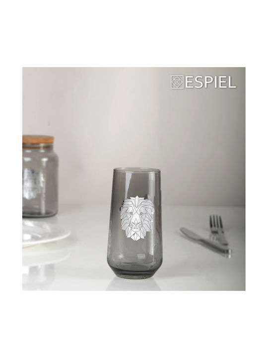 Espiel Jungle Lion Set of 4 General Use Glass Jars with Lid Silver 890ml 4 Pieces