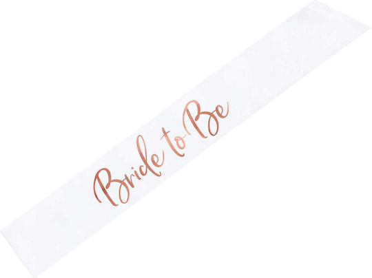 White Satin Ribbon "Bride To Be" Rose Gold Letters 75cm
