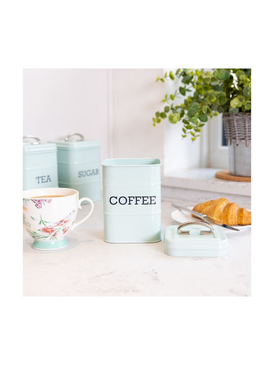 Kitchen Craft Living Nostalgia Vase Coffee with Lid Metallic Light Blue 11x11cm