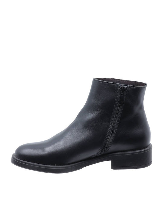 Leder Stiefeletten Damen Schwarz