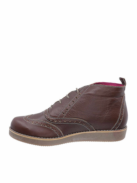 Leder Stiefeletten Damen Braun