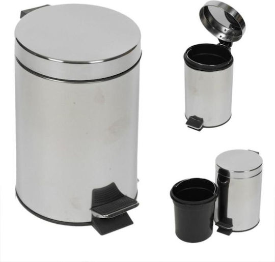 Viosarp Metal Waste Bin with Pedal Silver 20lt