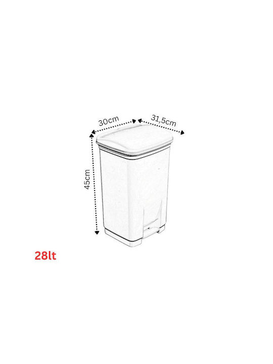 Viomes 446 Waste Bin Waste Plastic with Pedal Silver 28lt 1pcs