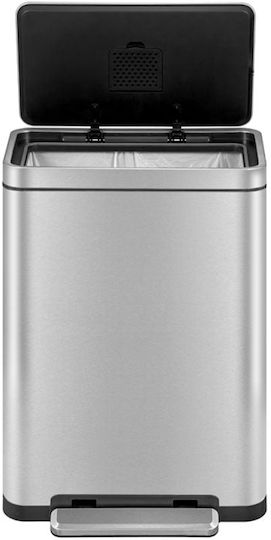 Eko Waste Bin X-Cube VB 936845 for Waste from Inox Steel with Pedal Silver Matte 45lt