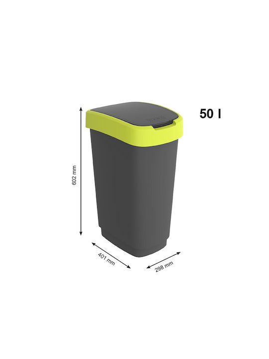 Trash Basket Swing Rotho Twist 50l Black-lime