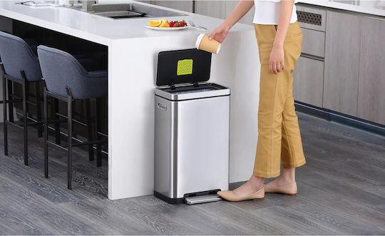 Eko Coș De Gunoi X-cube Kitchen Din Oțel Inoxidabil Cu Pedală Argintiu 30lt