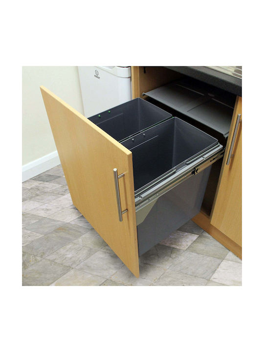 Coș De Gunoi De Reciclare Pentru Dulap Metalic Argintiu 90lt