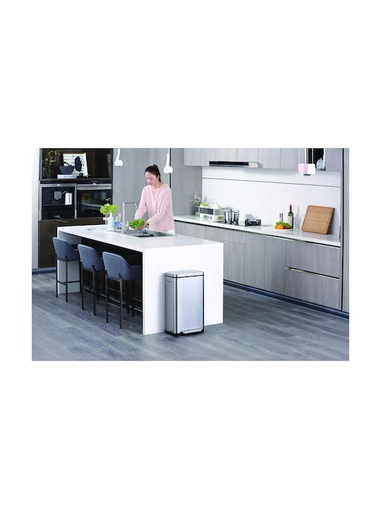 Eko X-cube Kitchen Кошче Отпадъци от Неръждаема стомана с Педал Сив 30лт 1бр