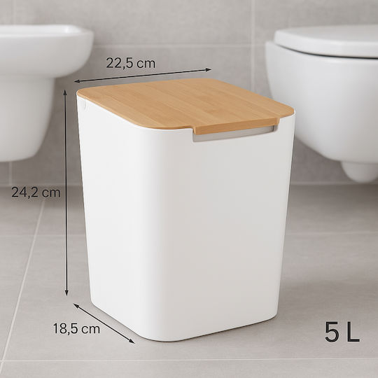 5Five Waste Bin Waste Plastic White 5lt 1pcs