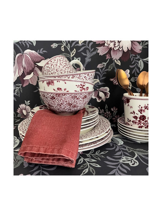 Laura Ashley Serving Bowl Round made of Porcelain Brown with Diameter 16cm 4pcs