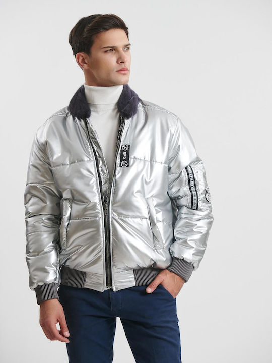 Winter Jacke Bomber Wasserdicht und Winddicht Silber