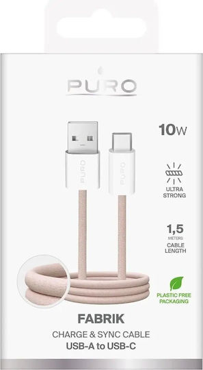 Puro Braided USB 2.0 Cable USB-C male - USB-A 10W Μπεζ 1.5m