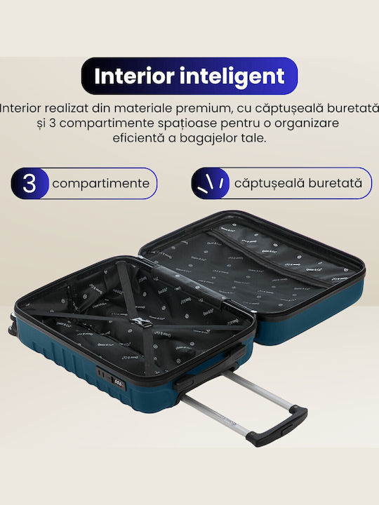 Quasar Line Travel Suitcases Hard Petrol Blue Maximum Height 55cm with 4 Wheels Set of 2pcs