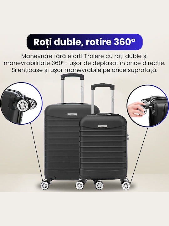 Quasar Line Reisekoffer Hartschalen Black Maximalhöhe 55cm mit 4 Räder Set 2Stück