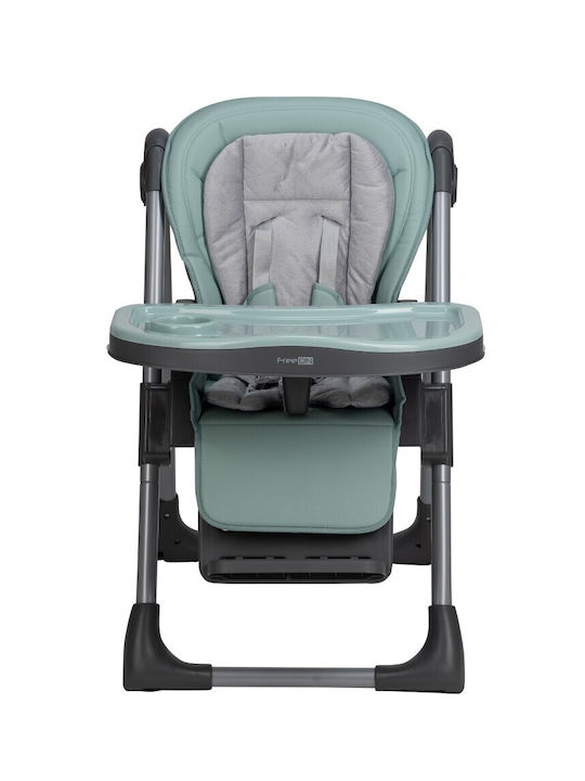 FreeOn Lan Foldable Baby Highchair 2 in 1 with Adjustable Height Mint